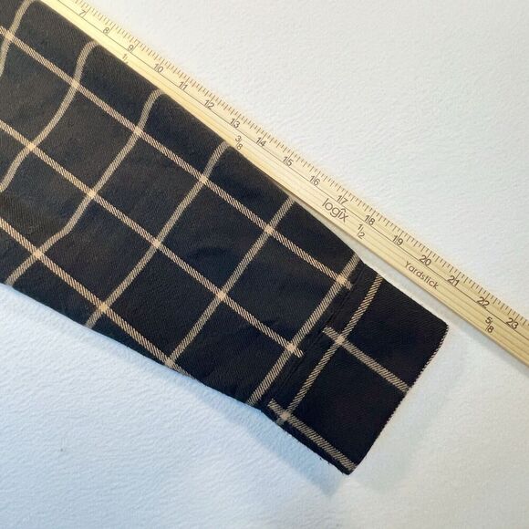 Isaac Mizrahi Live Plaid Black Tan Shacket Long Sleeve Size XL Mid Length - Picture 14 of 16